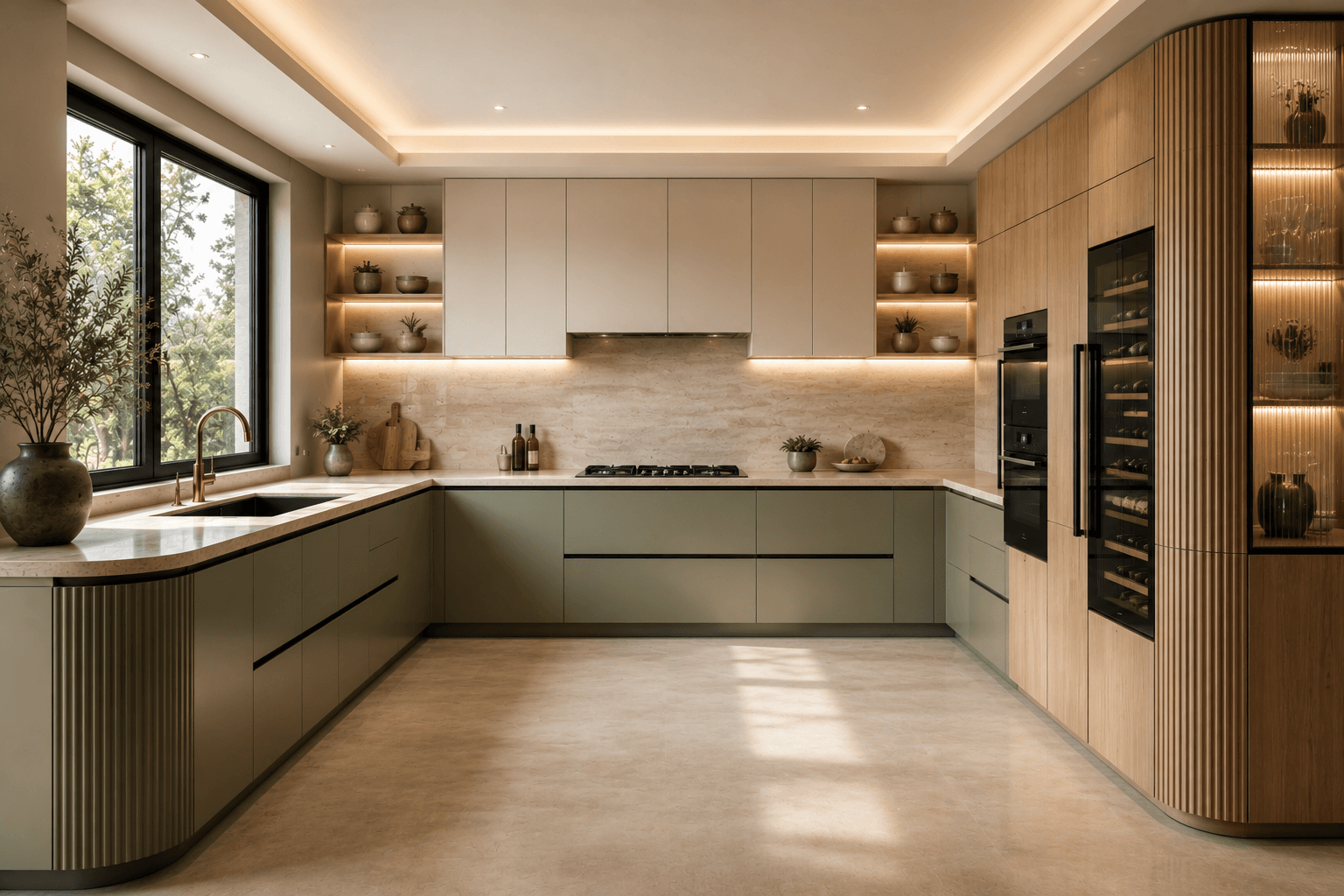U-Shaped Modular Kitchen